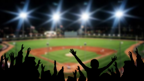 fans cheering at a baseball stadium